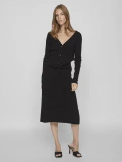 VICOMFY A-LINE KNIT SKIRT- NOOS black