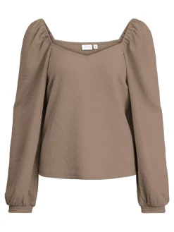 VICOTIN SQUARE NECK L/S TOP portabella