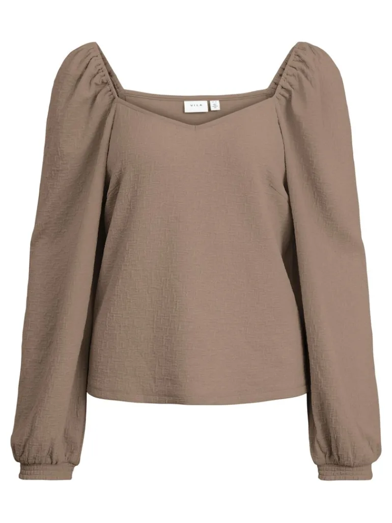 VICOTIN SQUARE NECK L/S TOP portabella