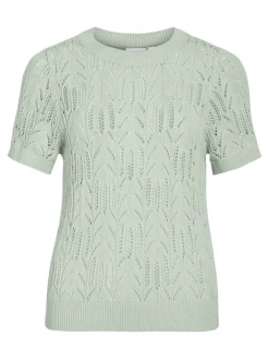 VICOTTI S/S O-NECK KNIT TOP - NOOS silt green