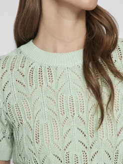 VICOTTI S/S O-NECK KNIT TOP - NOOS silt green