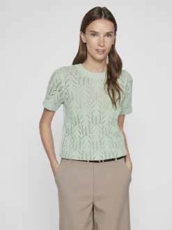 VICOTTI S/S O-NECK KNIT TOP - NOOS silt green