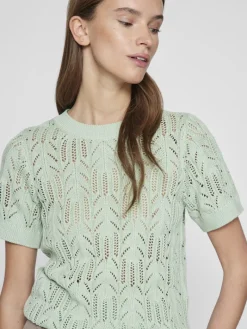 VICOTTI S/S O-NECK KNIT TOP - NOOS silt green