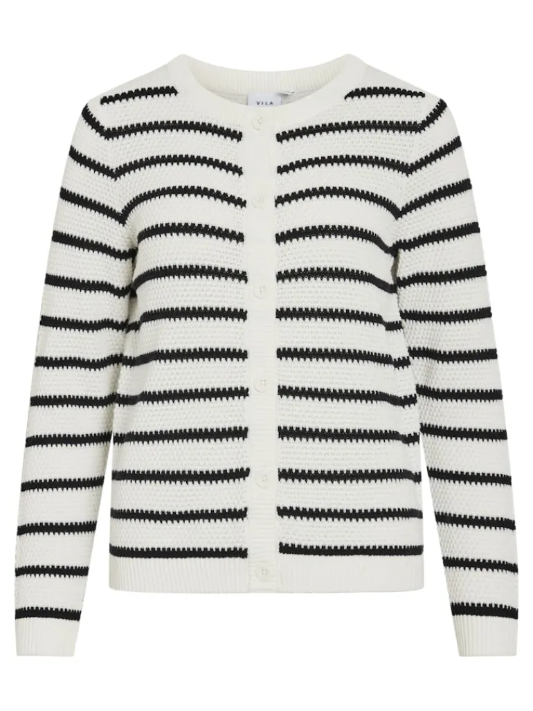 VIDALO O-NECK L/S KNIT CARDIGAN - NOOS white alyssum