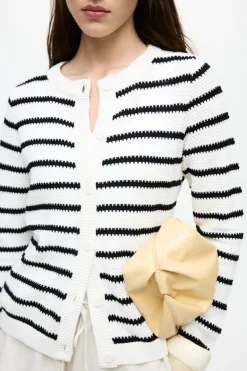 VIDALO O-NECK L/S KNIT CARDIGAN - NOOS white alyssum