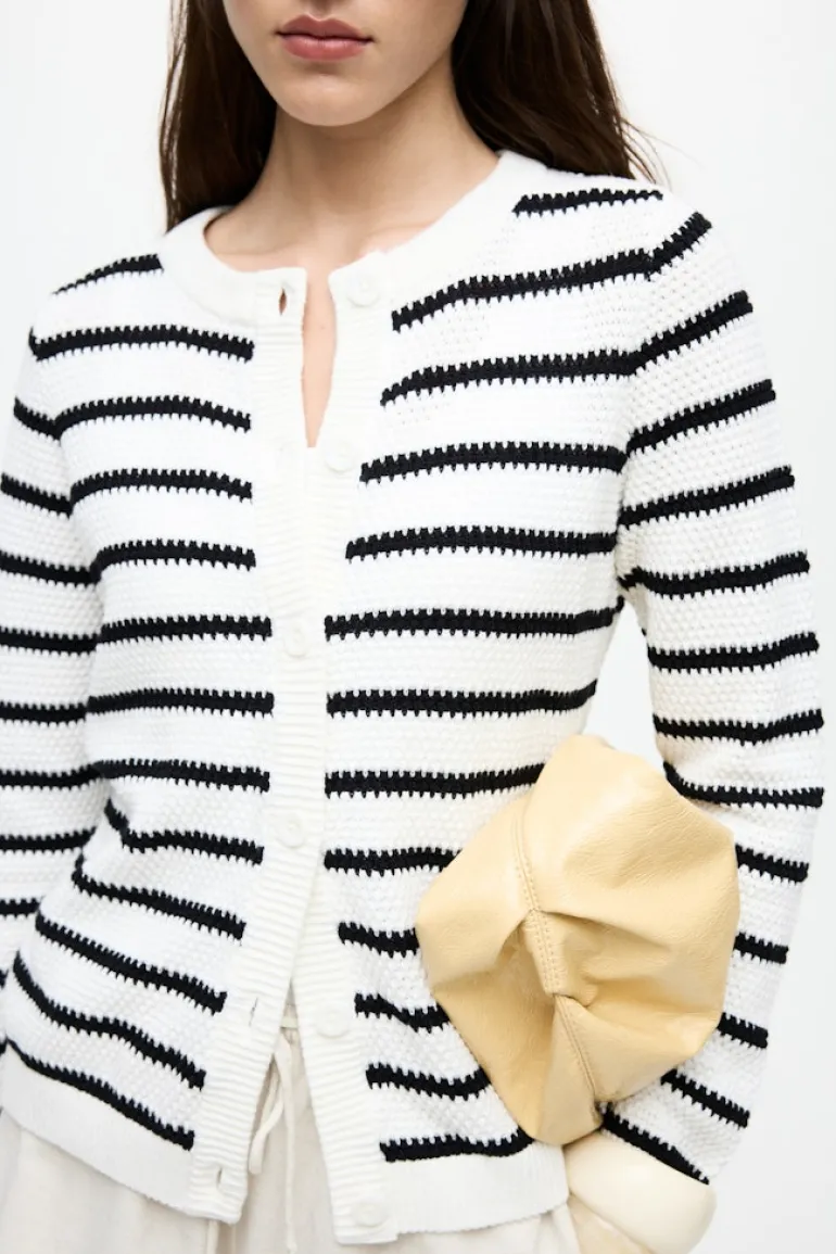VIDALO O-NECK L/S KNIT CARDIGAN - NOOS white alyssum