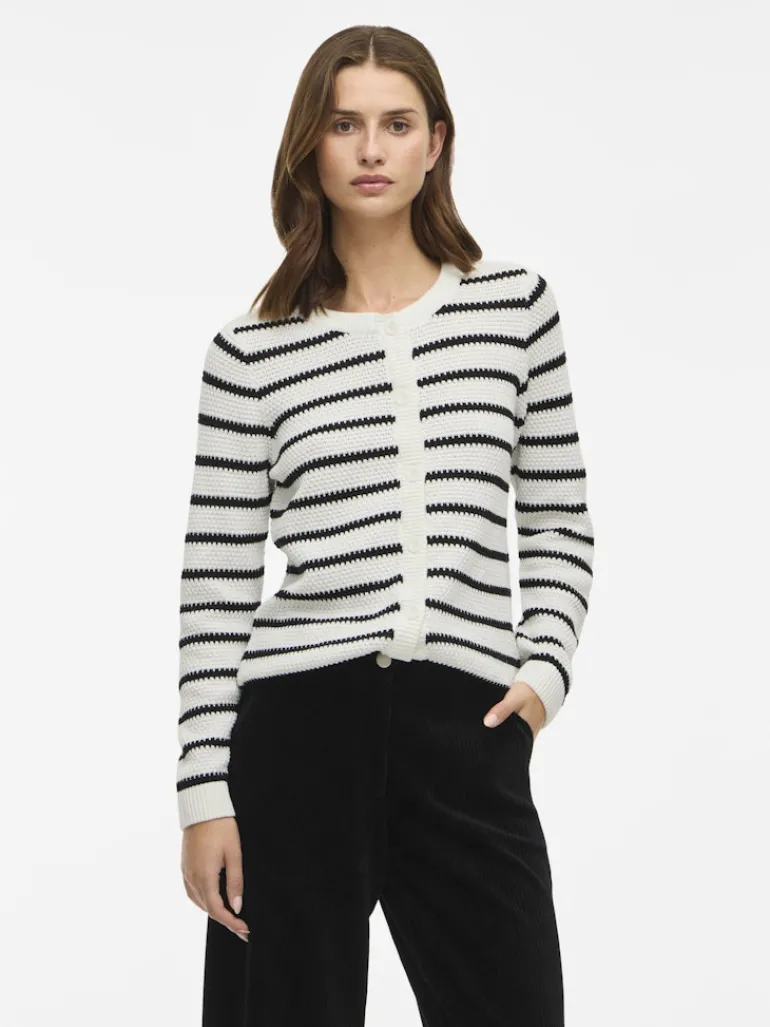 VIDALO O-NECK L/S KNIT CARDIGAN - NOOS white alyssum