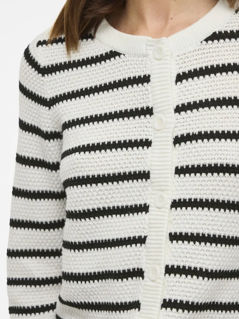 VIDALO O-NECK L/S KNIT CARDIGAN - NOOS white alyssum