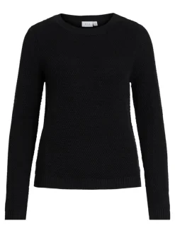 VIDALO O-NECK L/S KNIT TOP- NOOS black