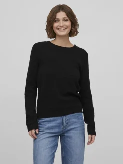 VIDALO O-NECK L/S KNIT TOP- NOOS black