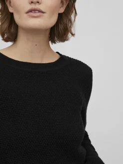 VIDALO O-NECK L/S KNIT TOP- NOOS black