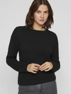VIDALO O-NECK L/S KNIT TOP- NOOS black