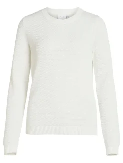 VIDALO O-NECK L/S KNIT TOP- NOOS white alyssum