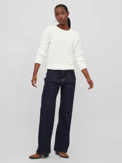 VIDALO O-NECK L/S KNIT TOP- NOOS white alyssum