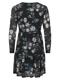 VIDAVIS L/S SHORT PRINTED V-NECK DRESS black