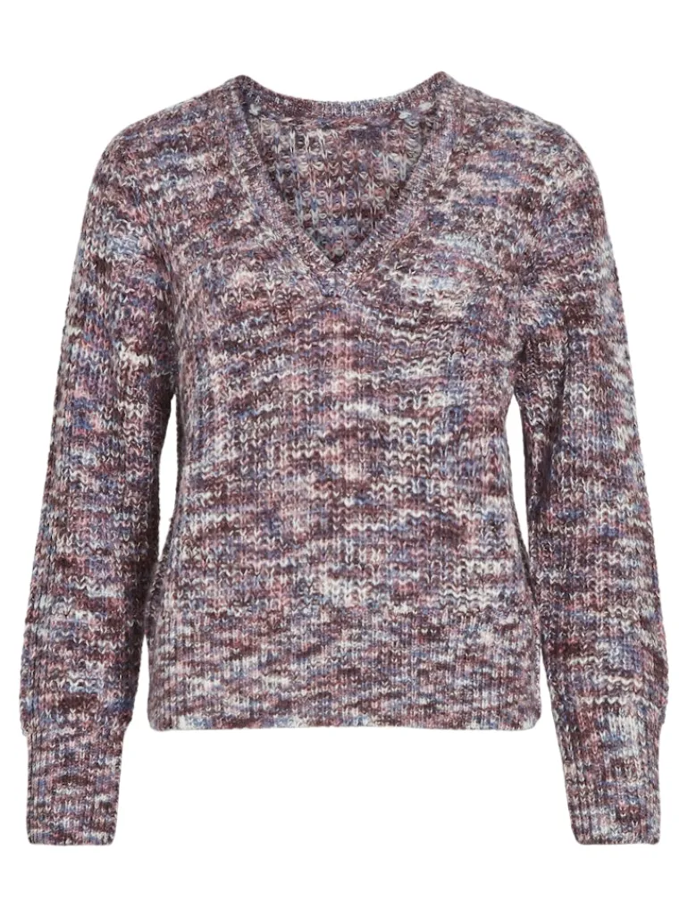 VIDIRMA REV V-NECK L/S KNIT TOP/1 bijou blue