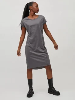 VIDREAMERS S/S KNEE DRESS medium grey melange