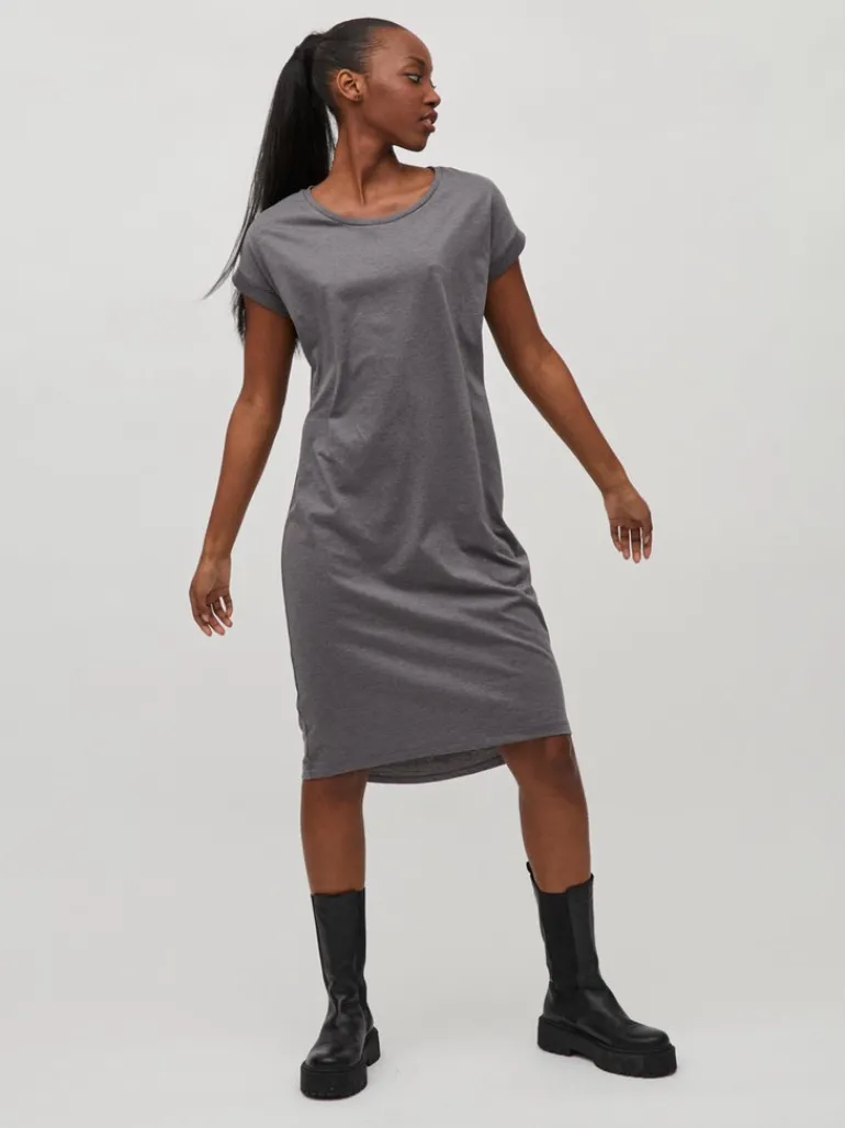VIDREAMERS S/S KNEE DRESS medium grey melange
