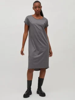VIDREAMERS S/S KNEE DRESS medium grey melange