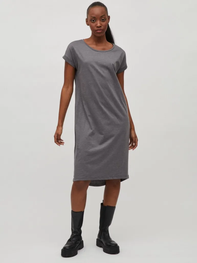 VIDREAMERS S/S KNEE DRESS medium grey melange