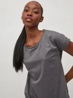 VIDREAMERS S/S KNEE DRESS medium grey melange