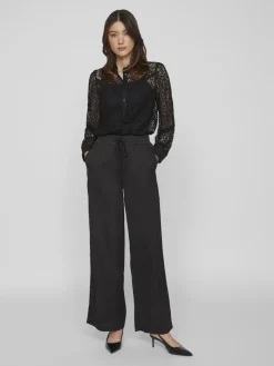 VIELLETTE HW WIDE PANTS-NOOS black