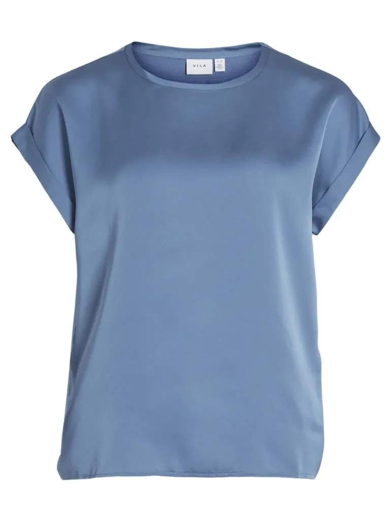 VIELLETTE S/S SATIN TOP - NOOS dunkelblau1