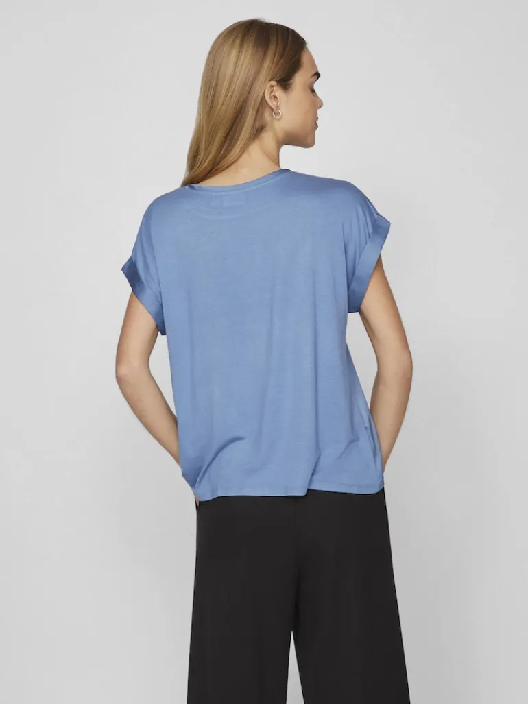 VIELLETTE S/S SATIN TOP - NOOS dunkelblau1