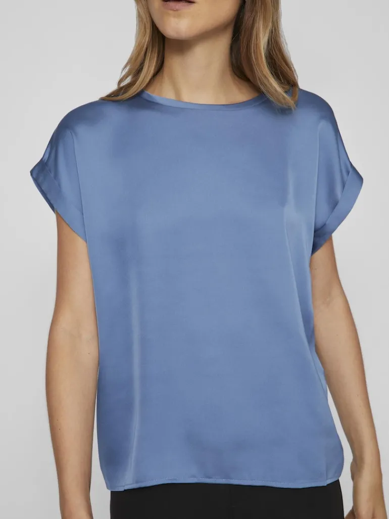 VIELLETTE S/S SATIN TOP - NOOS dunkelblau1