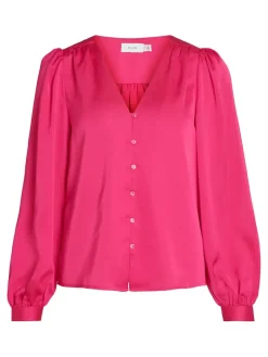 VIELLETTE V-NECK L/S SHIRT - NOOS pink yarrow