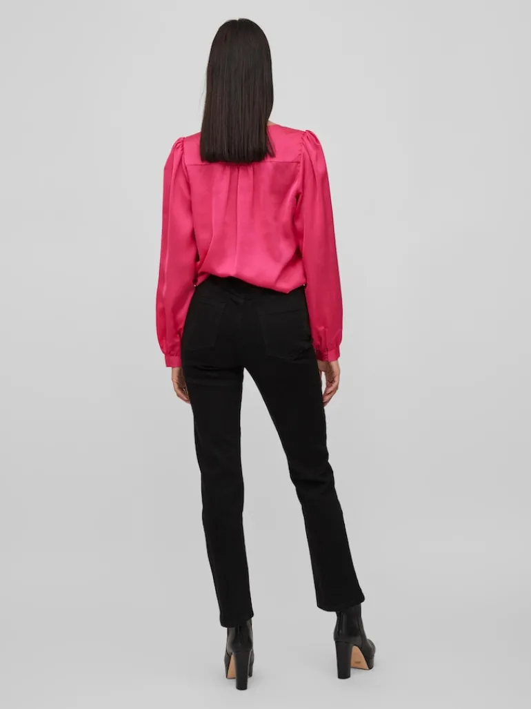 VIELLETTE V-NECK L/S SHIRT - NOOS pink yarrow