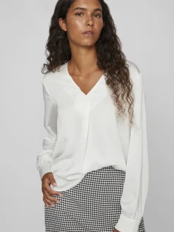 VIELLETTE V-NECK L/S TOP - NOOS snow white