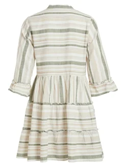 VIETNI 3/4 SLEEVE SHORT WRAP DRESS cloud dancer 1