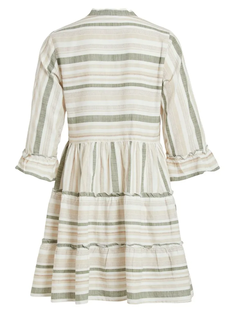 VIETNI 3/4 SLEEVE SHORT WRAP DRESS cloud dancer 1