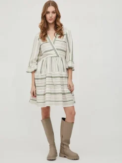 VIETNI 3/4 SLEEVE SHORT WRAP DRESS cloud dancer 1