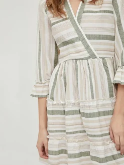 VIETNI 3/4 SLEEVE SHORT WRAP DRESS cloud dancer 1