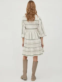 VIETNI 3/4 SLEEVE SHORT WRAP DRESS cloud dancer 1