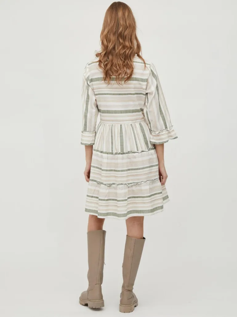 VIETNI 3/4 SLEEVE SHORT WRAP DRESS cloud dancer 1