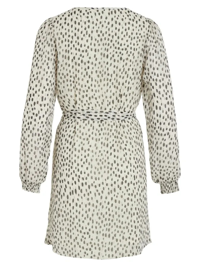 VIFALIA SMOCK V-NECK L/S DRESS - NOOS egret