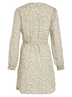 VIFALIA SMOCK V-NECK L/S DRESS - NOOS birch