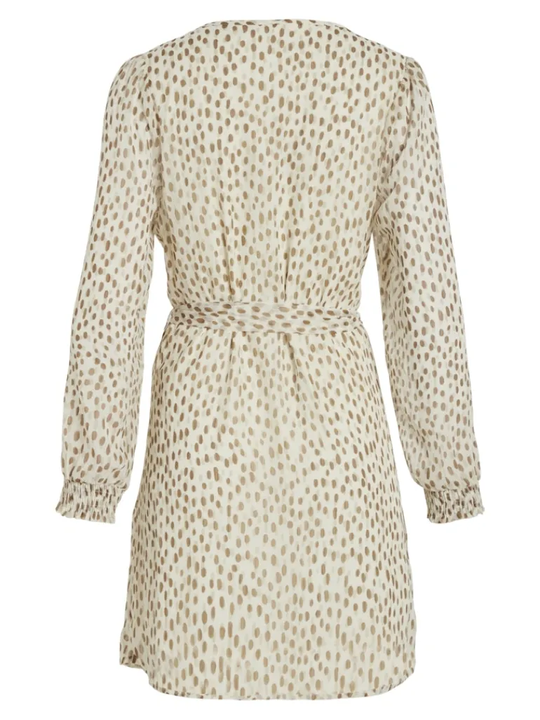 VIFALIA SMOCK V-NECK L/S DRESS - NOOS birch
