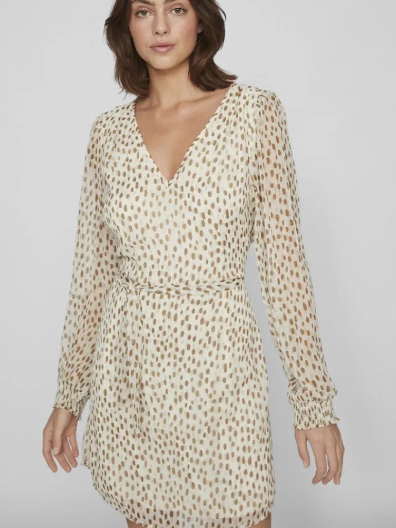 VIFALIA SMOCK V-NECK L/S DRESS - NOOS birch