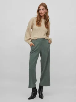 VIFELO L/S CROPPED KNIT TOP/SU - NOOS natural melange