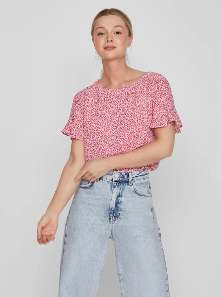 VIFINI FLOUNCE S/S TOP - NOOS pink yarrow