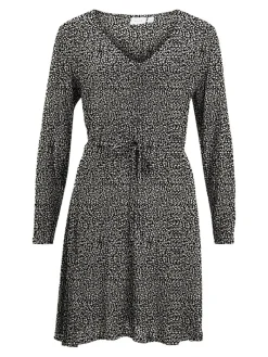 VIFINI V-NECK L/S SHORT DRESS/SU - NOOS black-lilia
