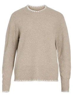 VIHEFNA STITCH DETAIL KNIT TOP/R/2 natural melange