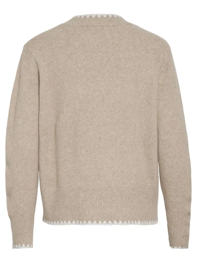 VIHEFNA STITCH DETAIL KNIT TOP/R/2 natural melange
