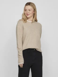 VIHEFNA STITCH DETAIL KNIT TOP/R/2 natural melange