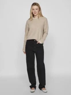 VIHEFNA STITCH DETAIL KNIT TOP/R/2 natural melange