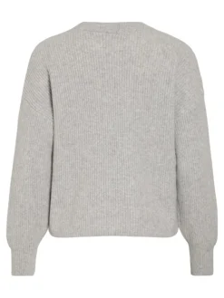 VIKACHEL O-NECK L/S KNIT TOP/R/1 light grey melange